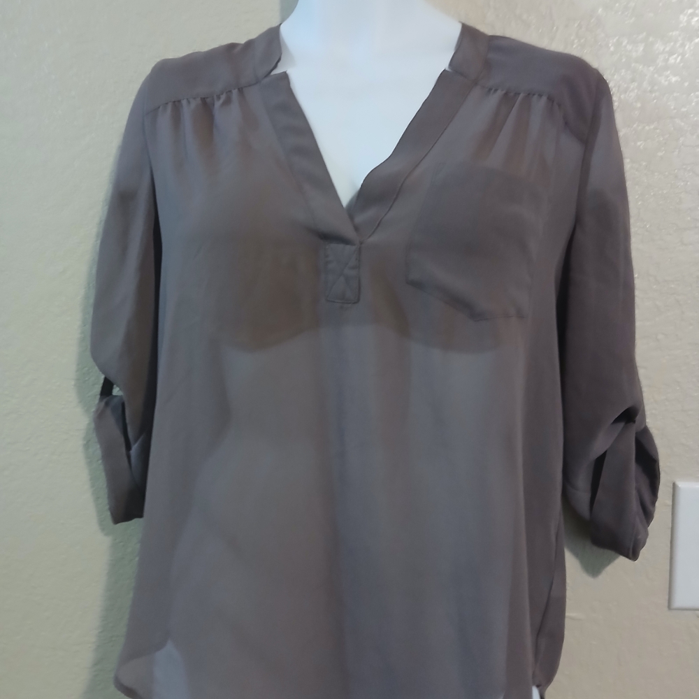 Maurices Taupe V-Neck Blouse